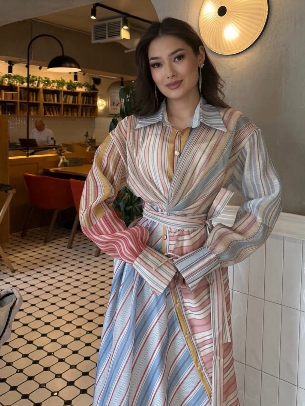 Zimmermann Multicolor Striped Tie-Waist Maxi Dress
